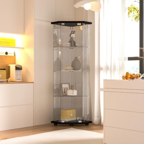 LFT HUIMEI2Y 4-Tier Glass Corner Cabinet by LFTHUIMEI2Y