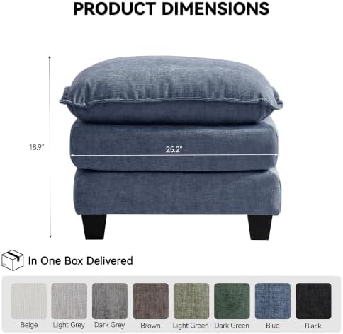 25'' Cloud Ottoman for Couch, Deep Seat Ottomans for Sofa, Modern Removable - Image 2