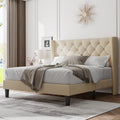 Feonase Queen Bed Frame with Diamond Tufted Wingback Headboard, Morden by FEONASE