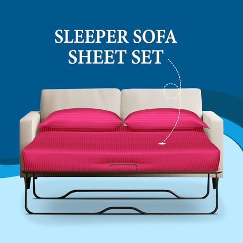 800 Series 100% Egyptian Cotton Sleeper Sofa Bed Sheet Set Stripe Queen Size - Image 2