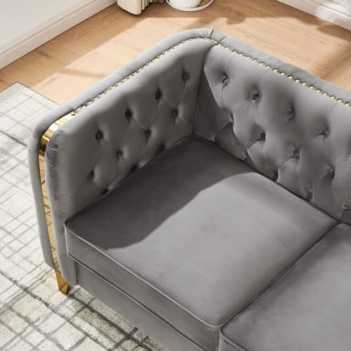 Velvet Chesterfield Button Tufted Sofa Set, Upholstered Comfy Sofa - Image 4