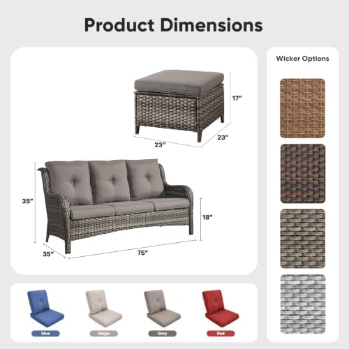 Belord 3-Piece PE Wicker Outdoor Sofa - Image 2
