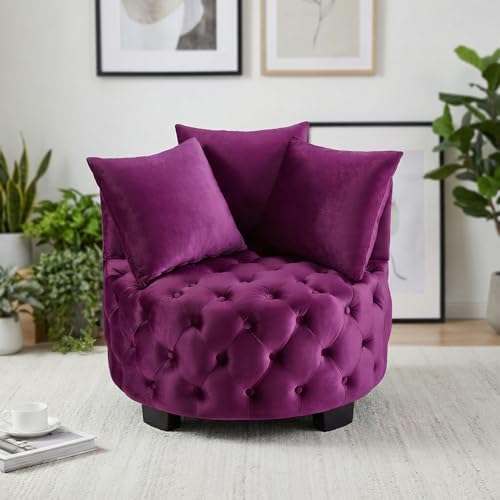 Modern Velvet Round Accent Armchair - Image 7