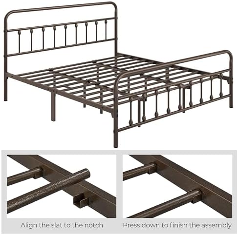 Yaheetech King Metal Platform Bed Frame, Victorian Headboard & Footboard - Image 6
