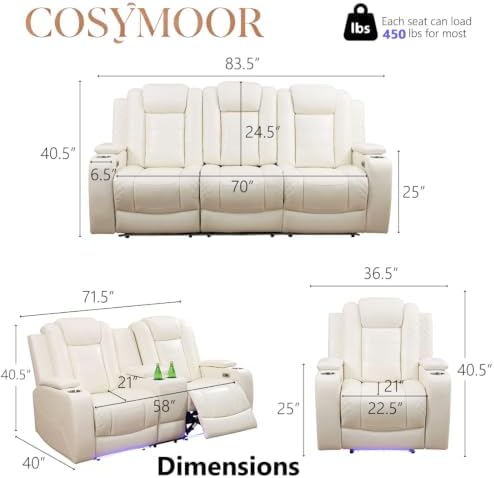 3 Piece Power Recliner Sofa Set - Image 2