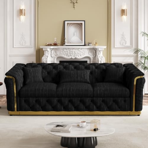 84.8" Velvet Chesterfield Sofa by DAMAIFROMFURNITURE