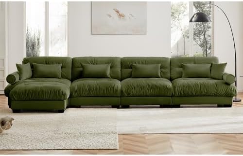 166" Modular Sectional Sofa, Velvet Upholstered Couches - Image 3