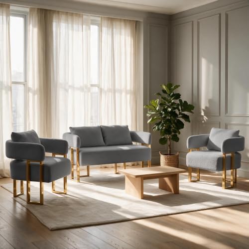 YISHENG Loveseat Sofa and 2 Accent Chairs, Comfy 3 Piece Sofa Couch - Image 4