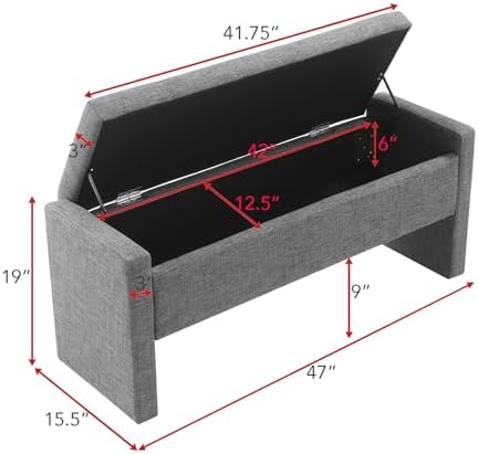 JEEOHEY Storage Ottoman Bench, Linen Tufted Large Shoe Entryway Benches - Image 2