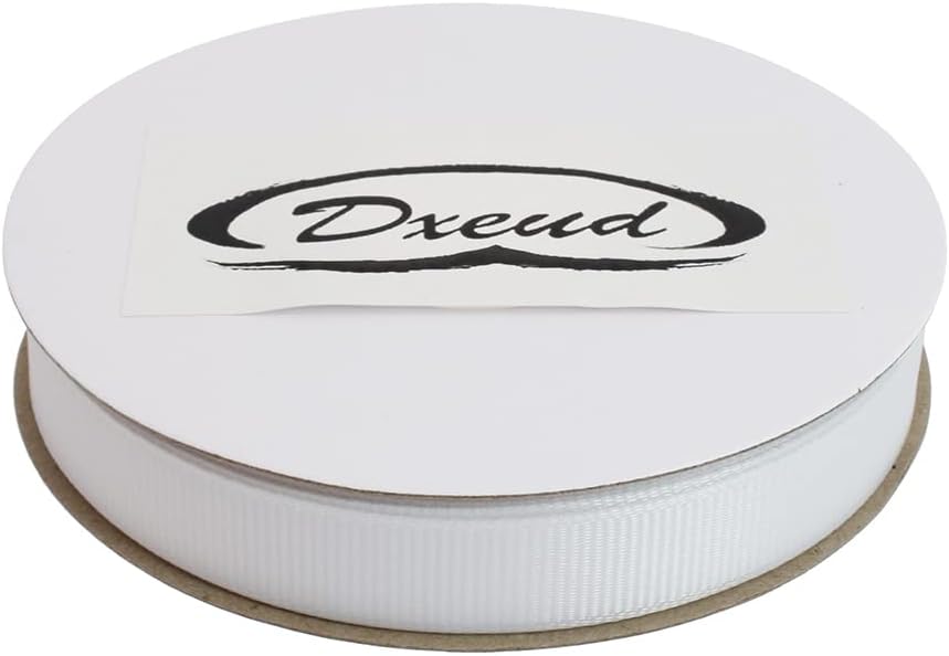 Solid Grosgrain Ribbon 25 Yard Each Roll 100% Polyester Woven Edge (1/2", White)