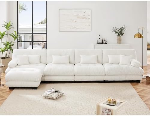 Modular Sectional Sofa for Living Room, Oversized 4 Seater White Sectional - Image 3