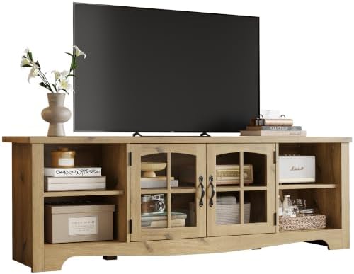 LINSY HOME TV Stand for 75 Inch TV, Modern Farmhouse Entertainment Center by LINSYHOME