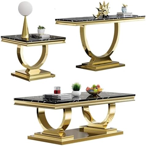 Henf 3 Piece Living Room Table Set, Faux Marble Coffee Table & Console Table & by Henf