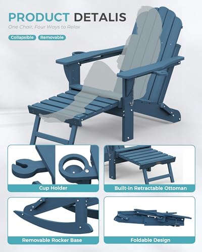 Ciokea Folding Rocking Adirondack Chairs Set of 2 - Image 7