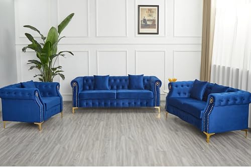Hybition 3-Piece Living Room Sofa Set, Tufted Design - Image 2