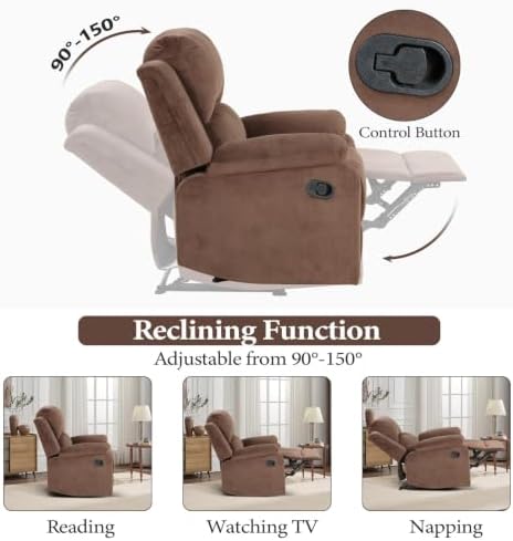 EBELLO Classic Manual Recliner Chair, Soft Microfiber Recliner Sofa - Image 4