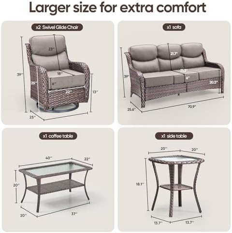 Swivel Patio Chairs sofa Set of 5 - Image 2