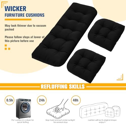 Wicker Furniture Cushions Outdoor, Patio Seat Chair Pads, Waterproof - Image 7