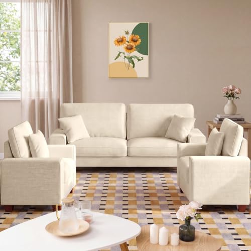 DOPEDIO 71.25" Sofa Set, Chenille Loveseat & 2 Accent Chairs by DOPEDIO