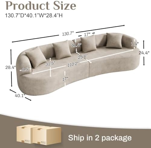 131" Oversized Sectional Sofa for Living Room, Modern Luxury Plush Chenille - Image 2