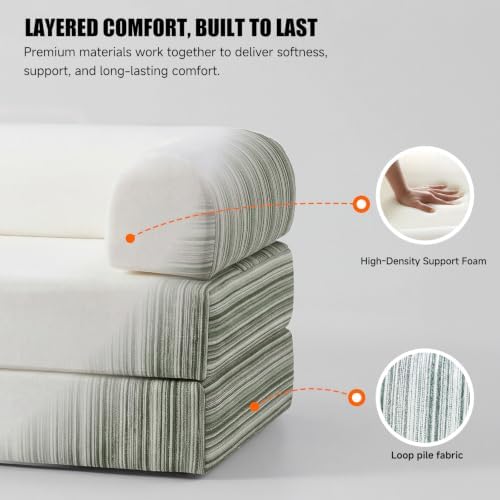 79" Memory Foam Sofa Bed, High Headrest Convertible Futon Boneless Couch - Image 4
