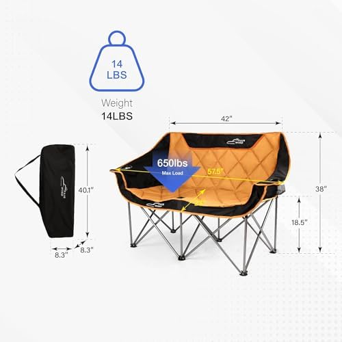 FAIR WIND Oversized Fully Padded Camping Chair Folding Loveseat Camping Couch - Image 3