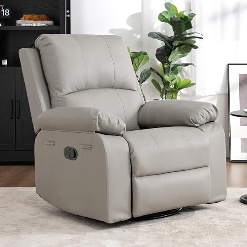360° Swivel Rocking Leather Recliner Chair by zzlay