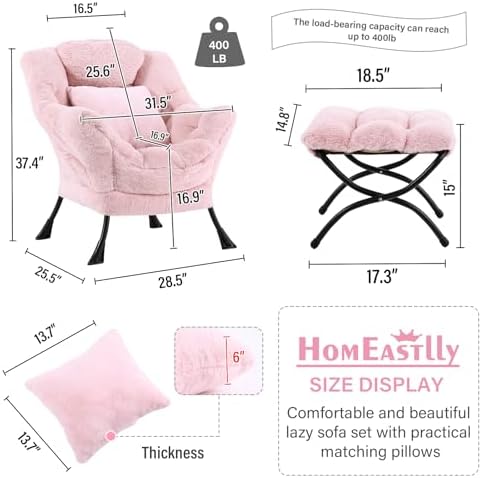 Lazy Chair with Ottoman, Comfy Reading Chair - Image 3