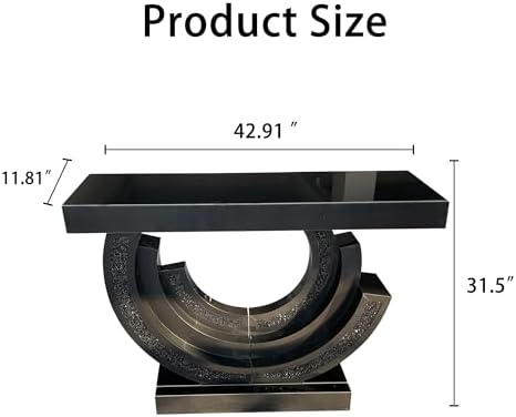 Black Mirrored Console Table, 42.9" Rectangle Sofa Table - Image 2