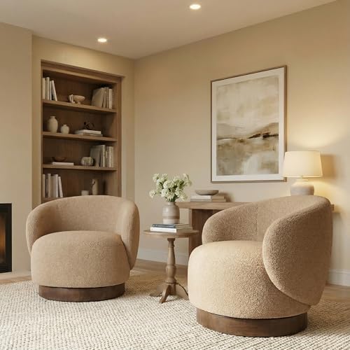 KISLOT Swivel Barrel Accent Chair, Boucle Fabric - Image 6