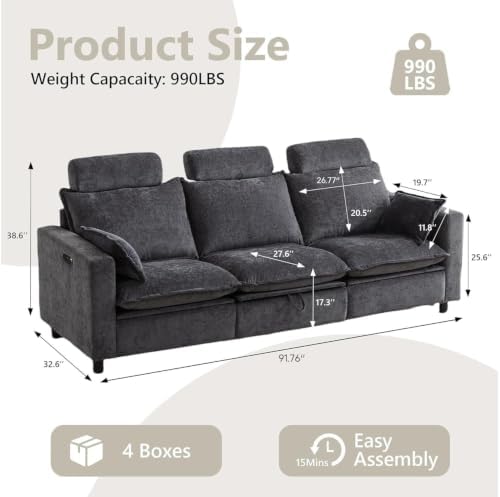 GUEAPY Power Reclining Sofa Cloud Couches - Image 2