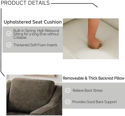 Swivel Accent Chair, Chenille Upholstered Armchair - Image 7