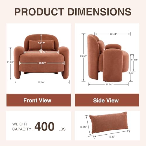 LOULENS Accent Chair Set of 2, Linen Fabric Lounge Armchair - Image 2