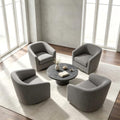 Pia Ricco Set of 4 Fabric 360° Swivel Barrel Accent Chair Gray by PiaRicco