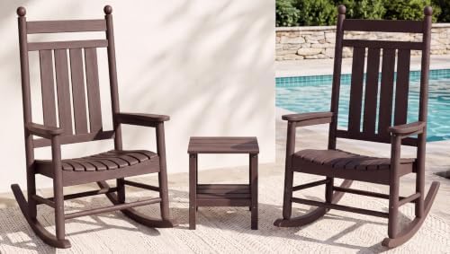SERWALL Comfortable Outdoor Rocking Chairs Set of 3 by SERWALL