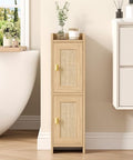 Akxomel Rattan Small Bathroom Cabinet Narrow Toilet Paper Organizer Oak by Akxomel