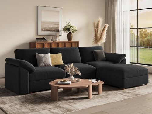 EASE MOOSE Black Sectional Modular deep seat Sofa, L Shape Sectional Couch - Image 3