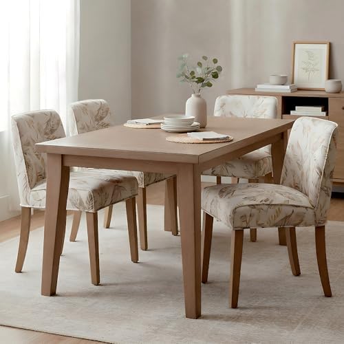 Dining Room Chairs Set of 6, Linen Fabric Floral Pattern Kitchen Chairs - Image 3