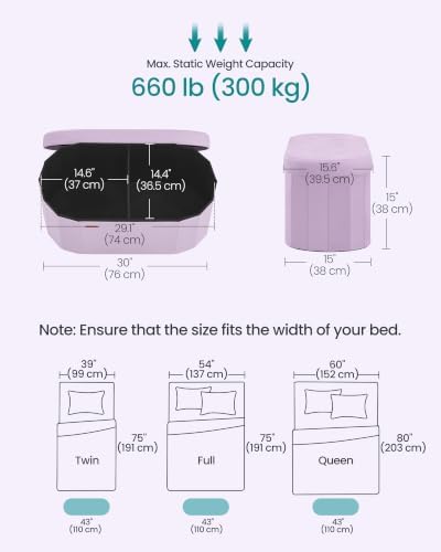 SONGMICS Folding Ottoman with Storage, Oval Bench, Velvet Fabric - Image 3