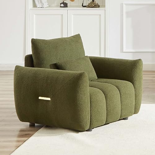 Antetek 35" Modern Accent Single Sofa Chair, Comfy Deep Seat Teddy Fabric by Antetek
