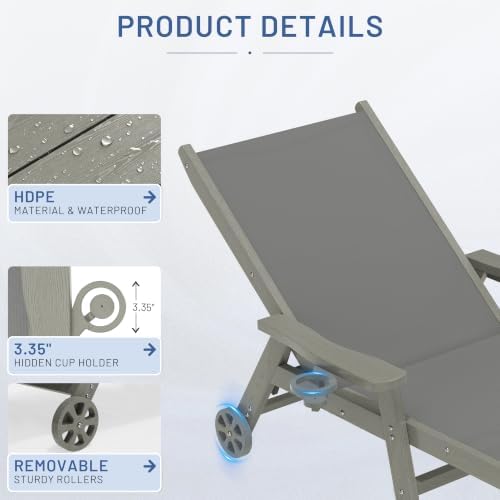 AreShark HDPE Patio Chaise Lounge Chair - Image 5