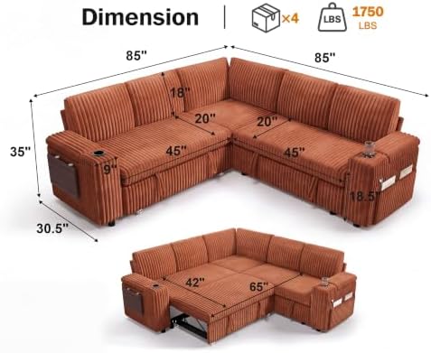 Vipbear 86" Modular Sectional Sleeper Sofa - Image 2