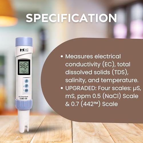 HM Digital HMDCOM100 Waterproof EC/TDS And Amp Temperature Combo Meter - Image 4