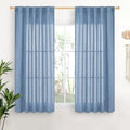 YoungsTex Light Blue Linen Curtains 45 Inch Length, Short Light Filtering Drapes by YoungsTex