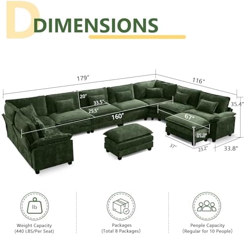 Oversized Modular Sectional Sofa Set, Convertible Deep Seat Cloud Couch - Image 2