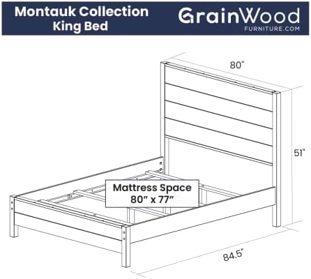 Grain Wood Furniture Montauk Solid Wood Bed, King Size, Rustic Off-White - Image 2