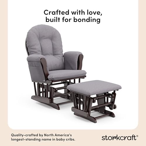 Storkcraft Premium Hoop Glider & Ottoman, Espresso/Gray Swirl - Image 3