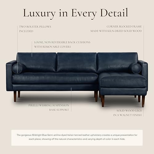Poly & BARK Napa Right-Facing Sectional Sofa – 104.5” Italian Leather Sectional - Image 3