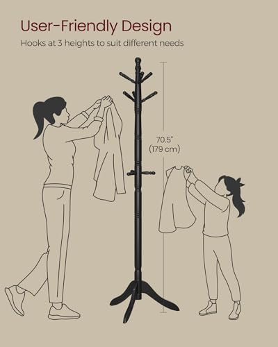 VASAGLE Freestanding Coat Rack, Rubber Wood Coat Tree - Image 5