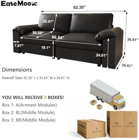 EASE MOOSE Modular Sectional Sofa, Modular Loveseat Couch - Image 2